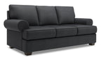 Made in Canada Customizable Sofa Lab Roll 86" Linen-Look Fabric Sofa with Rolled Arms - Pax Pepper Grey | Sofa Roll de Sofa Lab de 86 po fabriqué au Canada en tissu d’apparence lin avec accoudoirs enroulés - gris Pax Pepper | RO102949