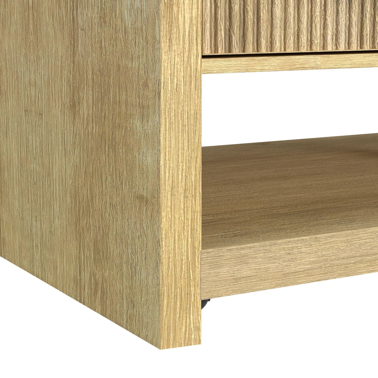 Lenore 48” Modern Coffee Table with Storage, Shelf and Casters - Natural | Table à café moderne Lenore de 48 po avec rangement, tablette et roulettes - naturelle