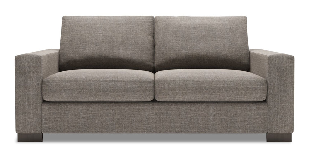 Made in Canada Customizable Sofa Lab Track 75" Linen-Look Fabric Condo Size Sofa with Track Arms - Luna Smoke Grey | Sofa Track de Sofa Lab de 75 po de format condo fabriqué au Canada en tissu d’apparence lin - gris Luna Smoke | TR092391