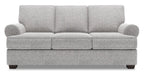 Made in Canada Customizable Sofa Lab Roll 86" Linen-Look Fabric Sofa with Rolled Arms - Luna Domino Grey | Sofa Roll de Sofa Lab de 86 po fabriqué au Canada en tissu d’apparence lin avec accoudoirs enroulés - gris Luna Domino | RO102191