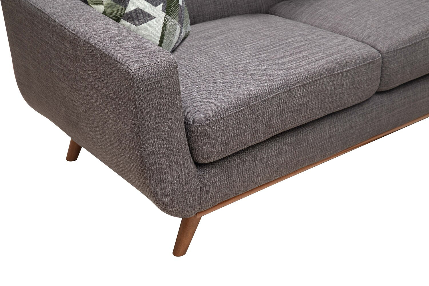 Kort & Co. Freeman 88" Linen-Look Fabric Sofa with Wood Base and Tufted Back Cushions - Charcoal Grey | Sofa Freeman Kort & Co. de 88 po en tissu d’apparence lin avec pattes en bois et coussins de dossier capitonnés - gris anthracite