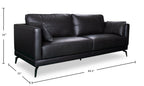 Melrose 84.5" Top-Grain Genuine Leather Sofa with Metal Legs - Black | Sofa Melrose de 84,5 po en cuir véritable de qualité supérieure avec pattes en métal - noir