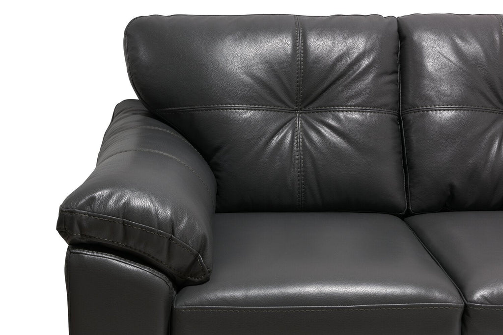 Made in Canada Addison 86" Leather-Look Fabric Sofa with Tufted Back Cushion - Grey | Sofa Addison de 86 po fabriqué au Canada en tissu d’apparence cuir avec coussin de dossier capitonné - gris