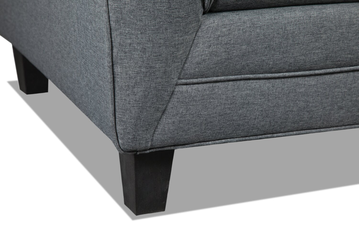 Novalee 75.5" Linen-Look Sofa with Flared Arms and Button Tufting - Grey | Sofa Novalee de 75,5 po en tissu d’apparence lin avec accoudoirs évasés et capitonnage à boutons - gris
