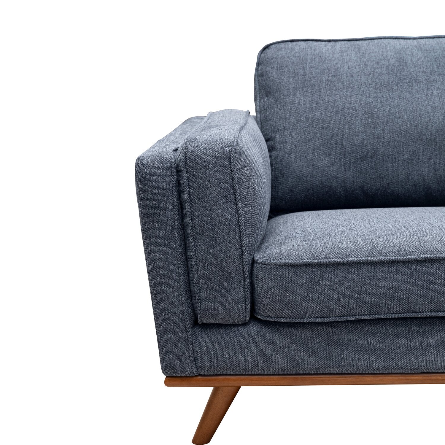 Kort & Co. Kassia 80" Linen-Look Fabric Condo Size Sofa with Wood Base and Legs - Blue | Sofa Kassia de Kort & Co. de 80 po de format condo en tissu d’apparence lin avec base et pattes en bois - bleu