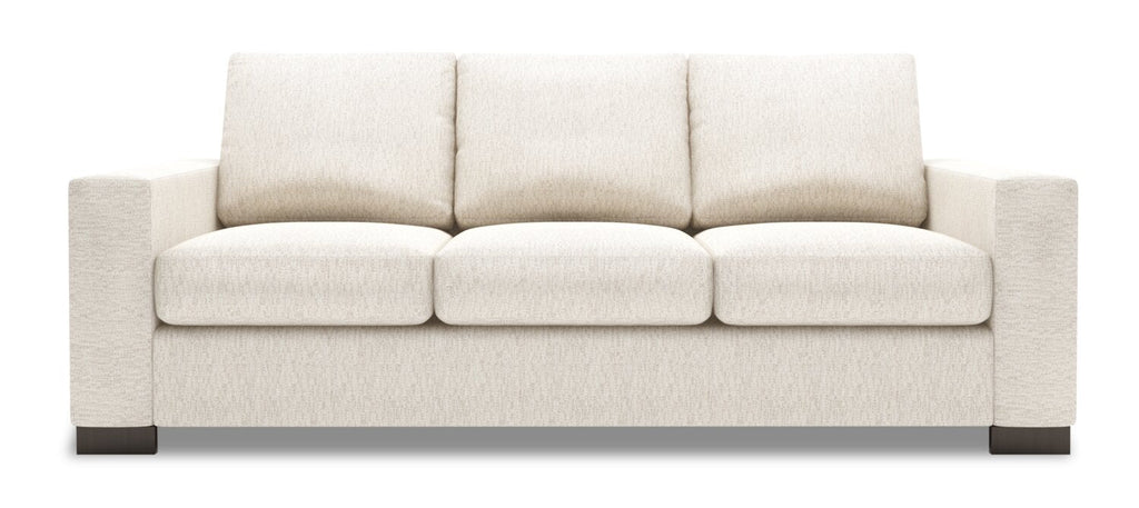 Made in Canada Customizable Sofa Lab Track 85" Chenille Fabric Sofa with Track Arms - Luxury Sand Beige | Sofa Track de Sofa Lab de 85 po fabriqué au Canada en tissu de chenille avec accoudoirs rectilignes - beige Luxury Sand | TR103093