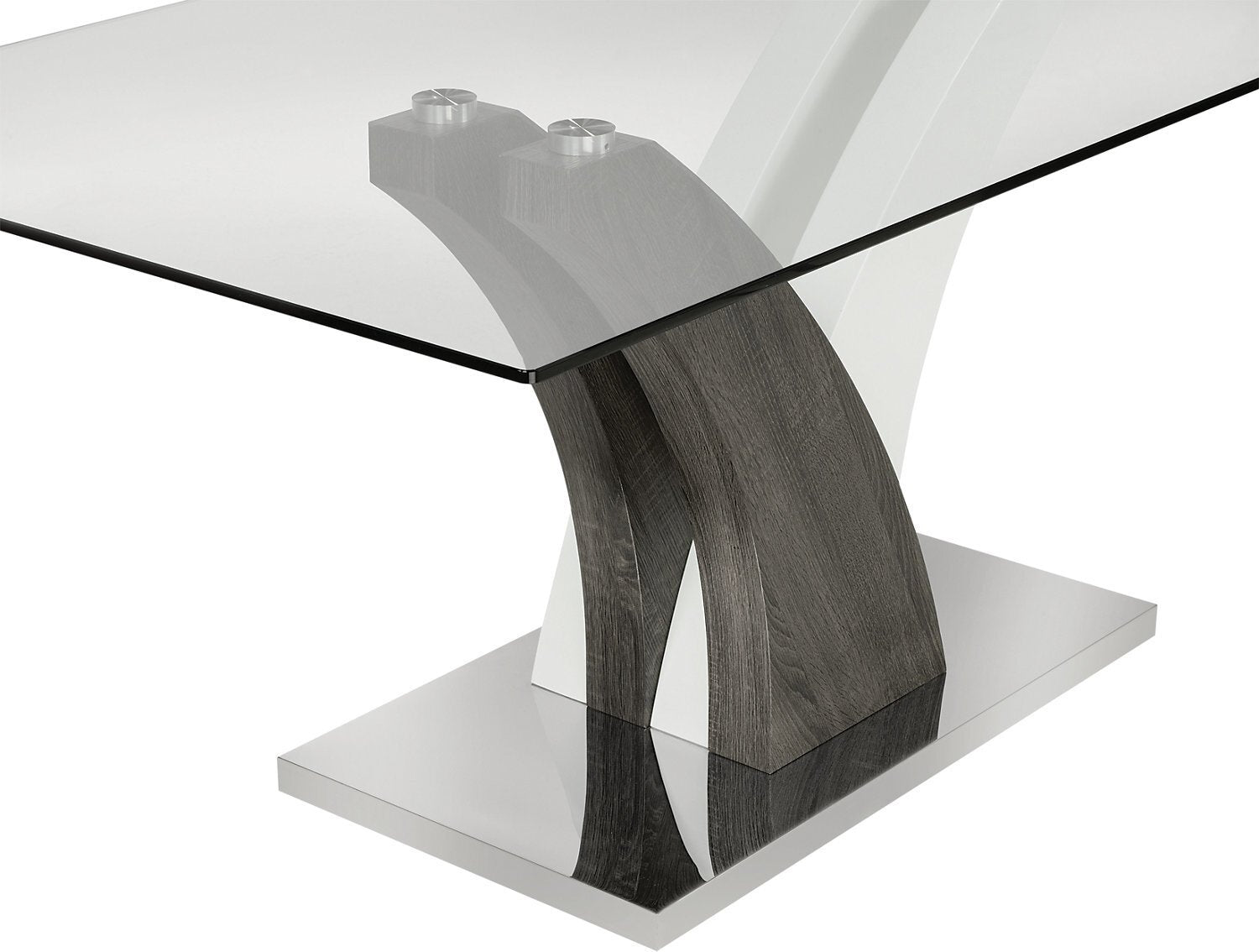 Tuxedo Dining Table with Glass Top, Pedestal Base, 72"W - Grey & White | Table de salle à manger Tuxedo de 72 po (L) avec dessus en verre et base piédestal - grise et blanche
