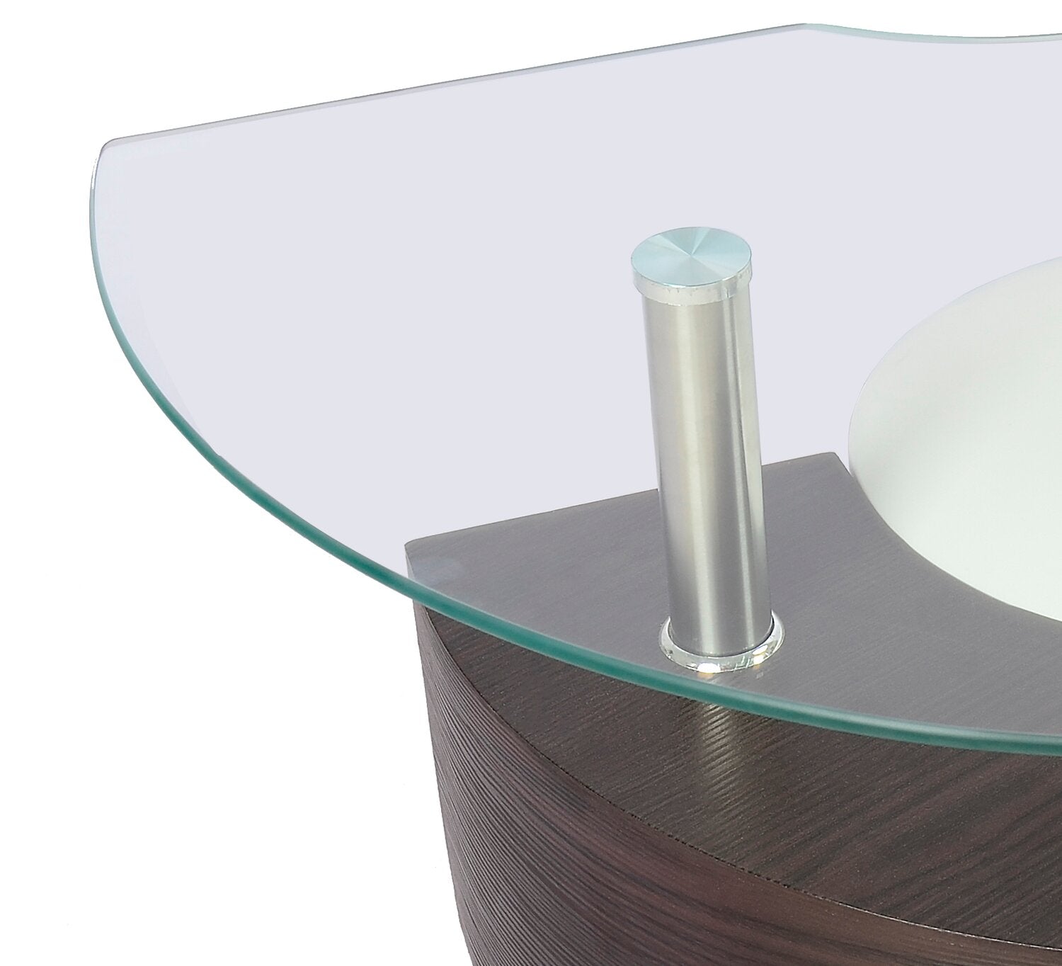 Savon  52.5" Modern S-shaped 3-Pack Coffee + 2 Ottomans with Storage and Shelf - Dark Walnut Wood and Chrome |Ensemble 3 articles modernes en forme de S Savon de 52,5 po (table à café et 2 poufs) avec rangement et tablette - bois noyer foncé et chrome