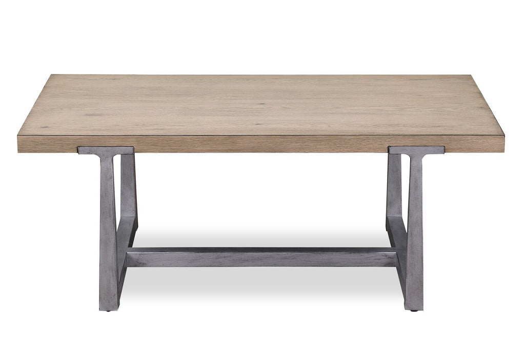 Alton 48" Modern Coffee Table - Light Oak with Grey Metal Legs | Table à café Alton moderne de 48 po - chêne clair avec pattes en métal gris