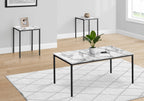 Easton 42" Modern 3-Pack Coffee + 2 End Tables - Marble Look with Black Metal Legs | Ensemble 3 tables modernes Easton de 42 po (table à café et 2 tables de bout) - imitation de marbre avec pattes en métal noir
