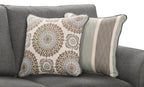 Made in Canada Tula 88" Fabric Sofa with Rolled Arms and Accent Pillows - Steel Grey | Sofa Tula de 88 po fabriqué au Canada en tissu avec accoudoirs enroulés et coussins décoratifs - gris acier