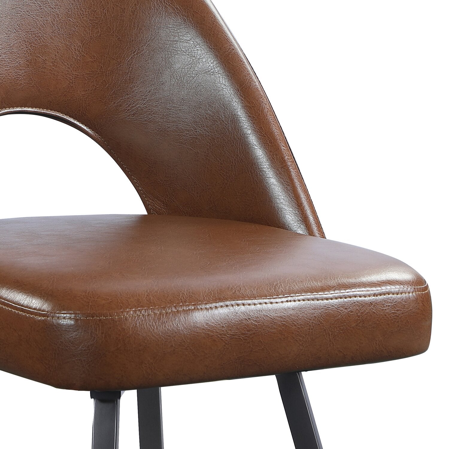 Elijah Dining Chair with Vegan Leather Fabric, Metal - Brown | Chaise de salle à manger Elijah en tissu de cuir végétalien et en métal - brune