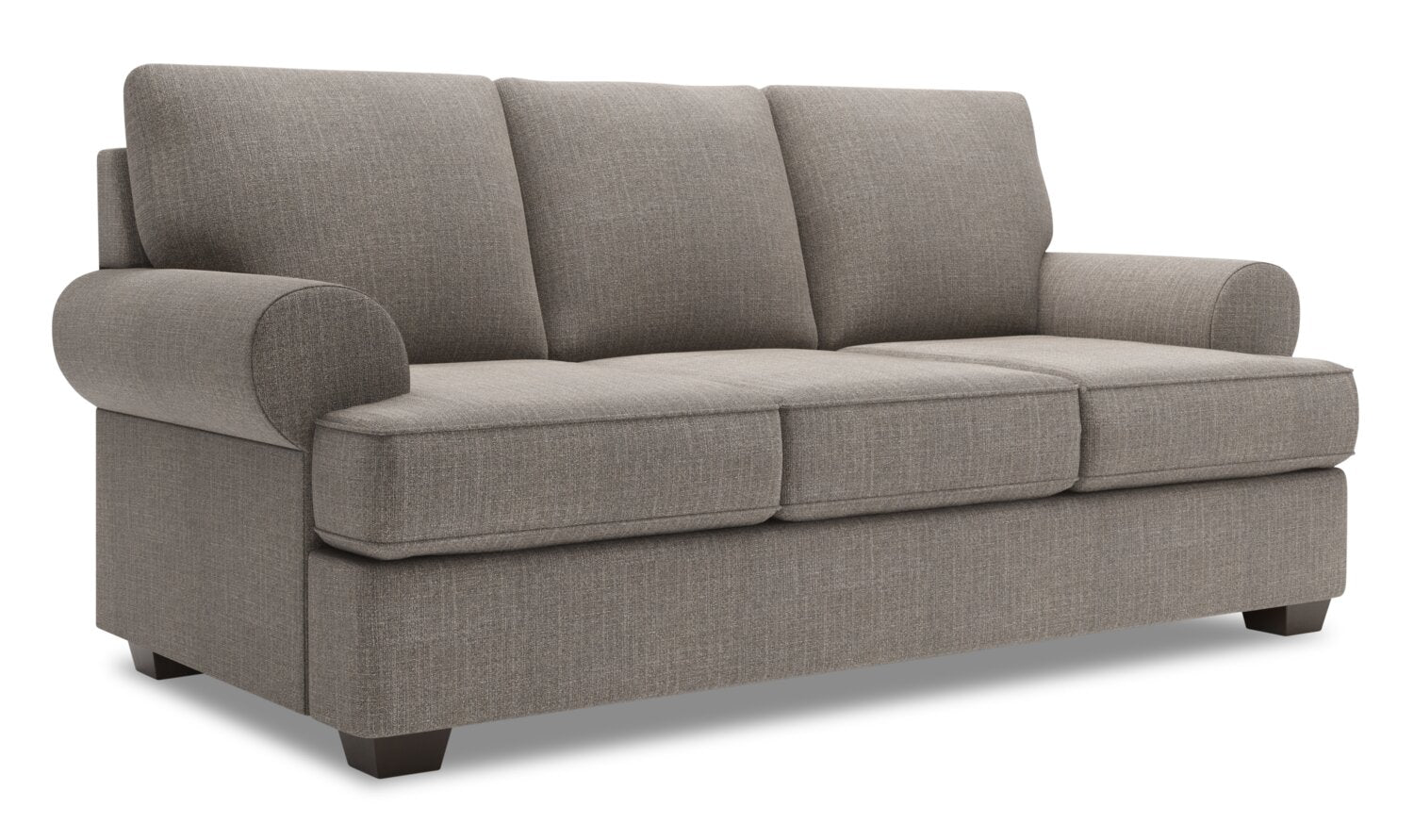 Made in Canada Customizable Sofa Lab Roll 86" Linen-Look Fabric Sofa with Rolled Arms - Luna Smoke Grey | Sofa Roll de Sofa Lab de 86 po fabriqué au Canada en tissu d’apparence lin avec accoudoirs enroulés - gris Luna Smoke | RO102391