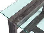 California 47.25" Modern Glass Top Coffee Table - Distressed Grey |Table à café moderne California de 47,25 po avec dessus en verre - gris vieilli