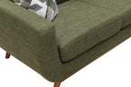 Kort & Co. Freeman 88" Linen-Look Fabric Sofa with Wood Base and Tufted Back Cushions - Avocado Green | Sofa Freeman Kort & Co. de 88 po en tissu d’apparence lin avec pattes en bois et coussins de dossier capitonnés - vert avocat