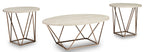 Tarica 47" Modern Oval 3-Pack Coffee + 2 End Tables - Cream and Gold with Metal Legs|Ensemble 3 tables ovales modernes Tarica de 47 po (table à café et 2 tables de bout) - crème et doré avec pattes en métal