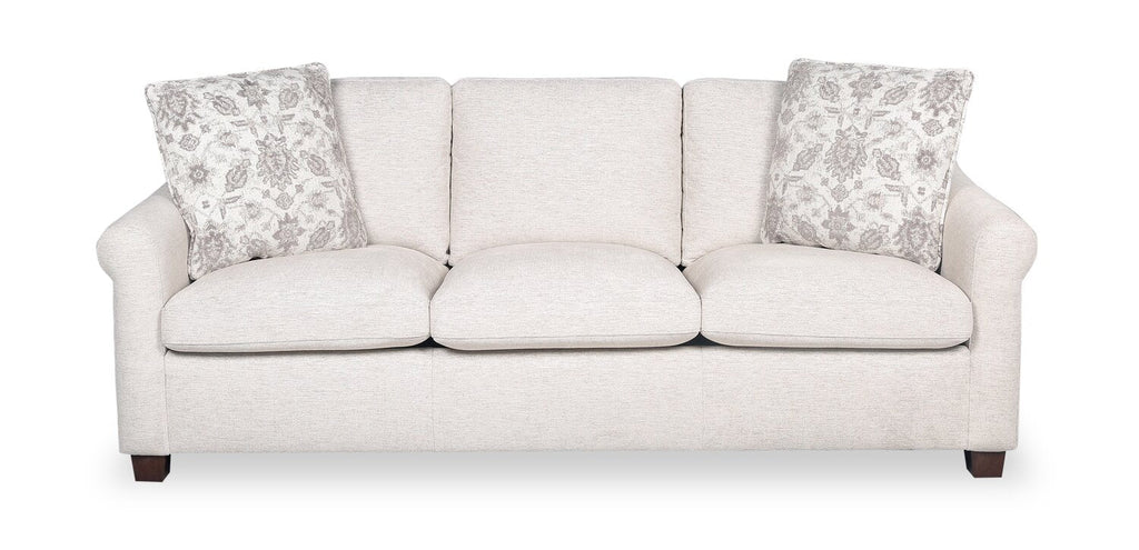 Mallie 84" Chenille Fabric Sofa with Rolled Arms and Wood Legs - Shell White | Sofa Mallie de 84 po en tissu de chenille avec accoudoirs enroulés et pattes en bois - blanc coquillage