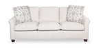 Mallie 84" Chenille Fabric Sofa with Rolled Arms and Wood Legs - Shell White | Sofa Mallie de 84 po en tissu de chenille avec accoudoirs enroulés et pattes en bois - blanc coquillage