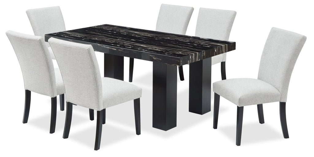 Burk Dining Table with Epoxy Resin Marble-Look Top, 72"W - Black | Table de salle à manger Burk de 72 po (L) avec dessus en résine époxy en imitation de marbre - noire