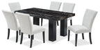 Burk Dining Table with Epoxy Resin Marble-Look Top, 72"W - Black | Table de salle à manger Burk de 72 po (L) avec dessus en résine époxy en imitation de marbre - noire