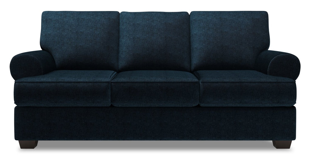Made in Canada Customizable Sofa Lab Roll 86" Chenille Fabric Sofa with Rolled Arms -  Luxury Indigo Blue | Sofa Roll de Sofa Lab de 86 po fabriqué au Canada en tissu de chenille avec accoudoirs enroulés - bleu Luxury Indigo | RO103193