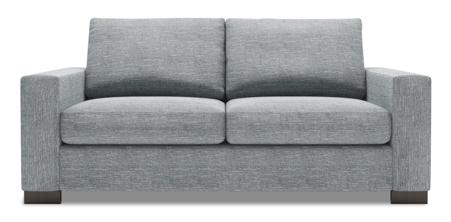 Made in Canada Customizable Sofa Lab Track 75" Linen-Look Fabric Condo Size Sofa with Track Arms - Luna Pewter Grey | Sofa Track de Sofa Lab de 75 po de format condo fabriqué au Canada en tissu d’apparence lin - gris Luna Pewter | TR092291