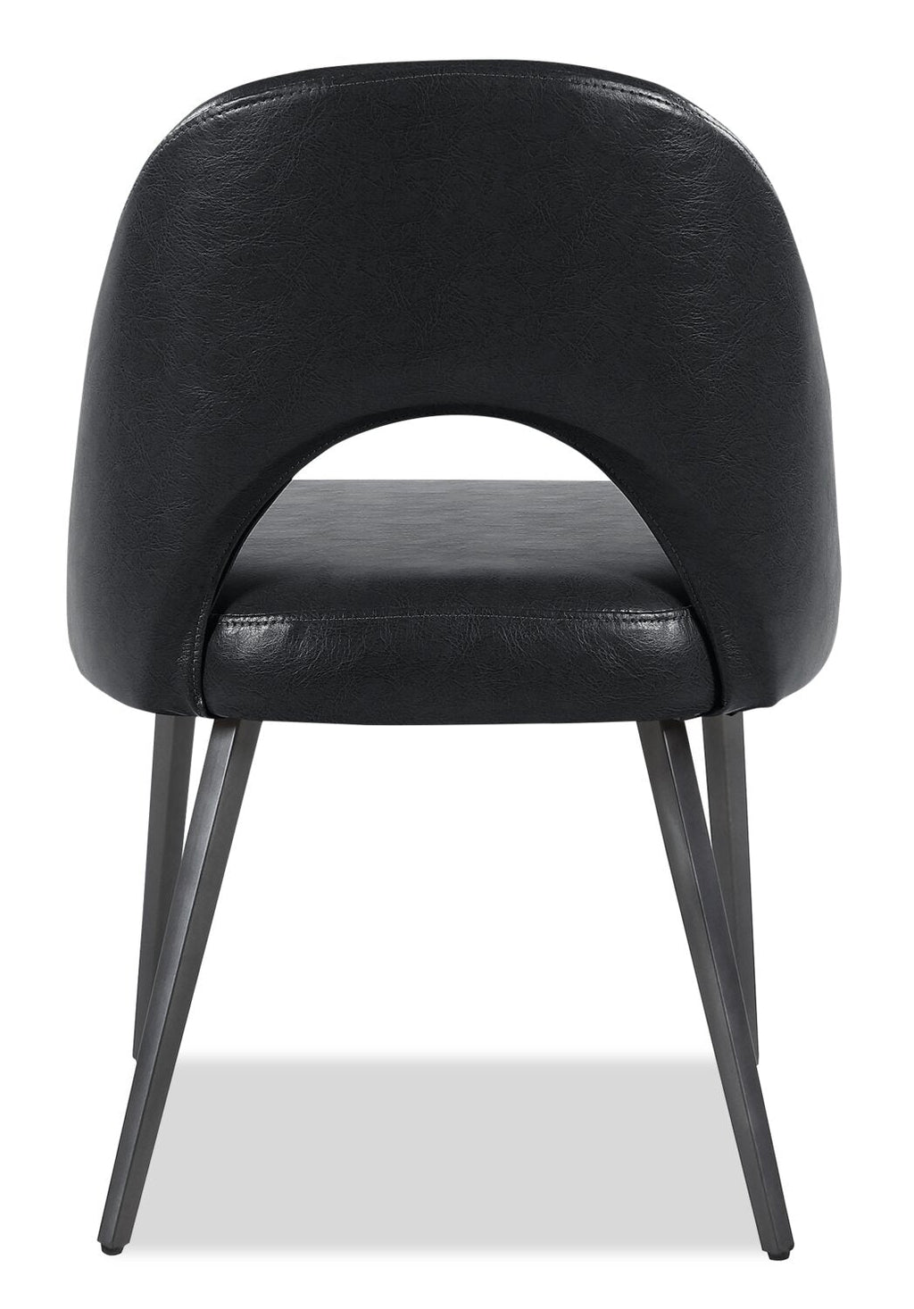 Elijah Dining Chair with Vegan Leather Fabric, Metal - Black | Chaise de salle à manger Elijah en tissu de cuir végétalien et en métal - noire