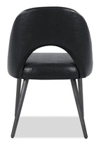 Elijah Dining Chair with Vegan Leather Fabric, Metal - Black | Chaise de salle à manger Elijah en tissu de cuir végétalien et en métal - noire