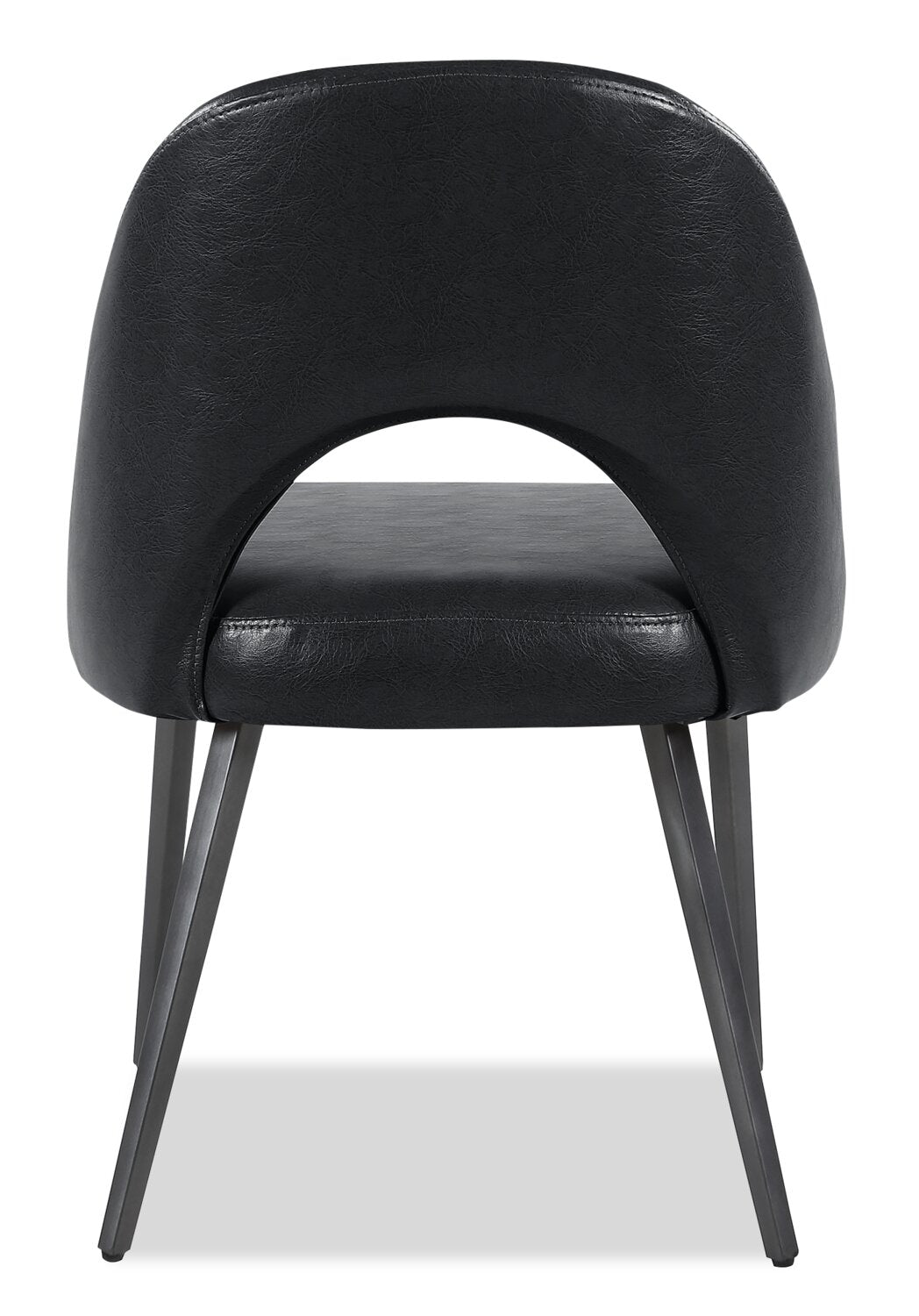 Elijah Dining Chair with Vegan Leather Fabric, Metal - Black | Chaise de salle à manger Elijah en tissu de cuir végétalien et en métal - noire