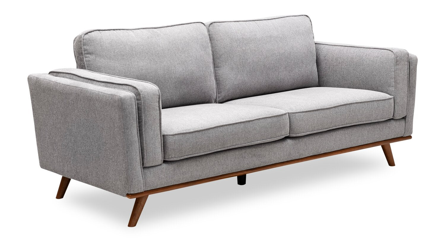 Kort & Co. Kassia 80" Linen-Look Fabric Condo Size Sofa with Wood Base and Legs - Grey | Sofa Kassia de Kort & Co. de 80 po de format condo en tissu d’apparence lin avec base et pattes en bois - gris