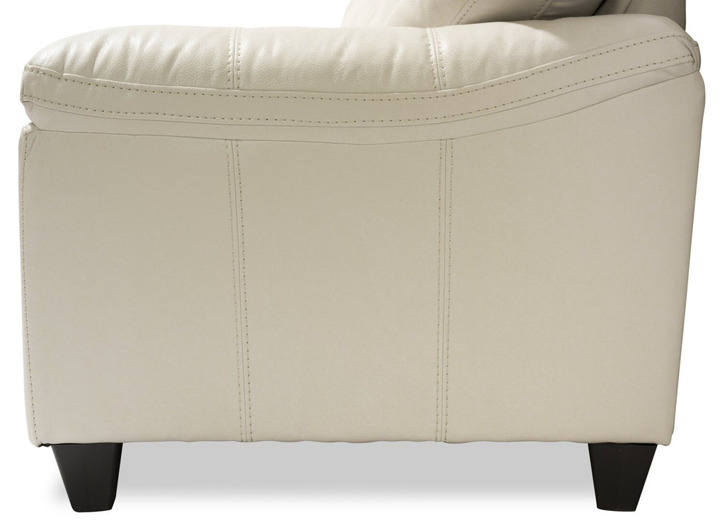 Made in Canada Addison 86" Leather-Look Fabric Sofa with Removable Seat Cushion and Tufting - Beige | Sofa Addison de 86 po fabriqué au Canada en tissu d’apparence cuir avec coussin de siège amovible et capitonnage - beige