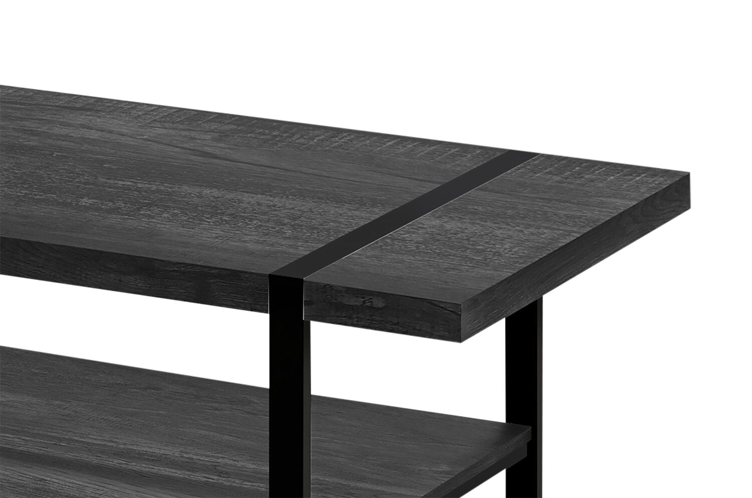 Avery 47.25" Industrial Coffee Table with Shelf - Black with Black Metal Legs|Table à café industrielle Avery 47,25 po avec tablette - noire avec pattes en métal noir