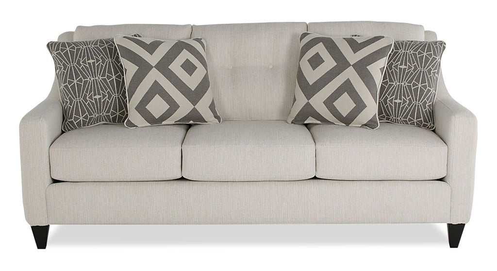 Made in Canada Cindy Crawford Home Kylie 78" Linen-Look Sofa with Wood Legs - Zeus Pearl | Sofa Kylie de Cindy Crawford Home de 78 po fabriqué au Canada en tissu d’apparence lin avec pattes en bois - perle Zeus