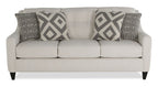 Made in Canada Cindy Crawford Home Kylie 78" Linen-Look Sofa with Wood Legs - Zeus Pearl | Sofa Kylie de Cindy Crawford Home de 78 po fabriqué au Canada en tissu d’apparence lin avec pattes en bois - perle Zeus