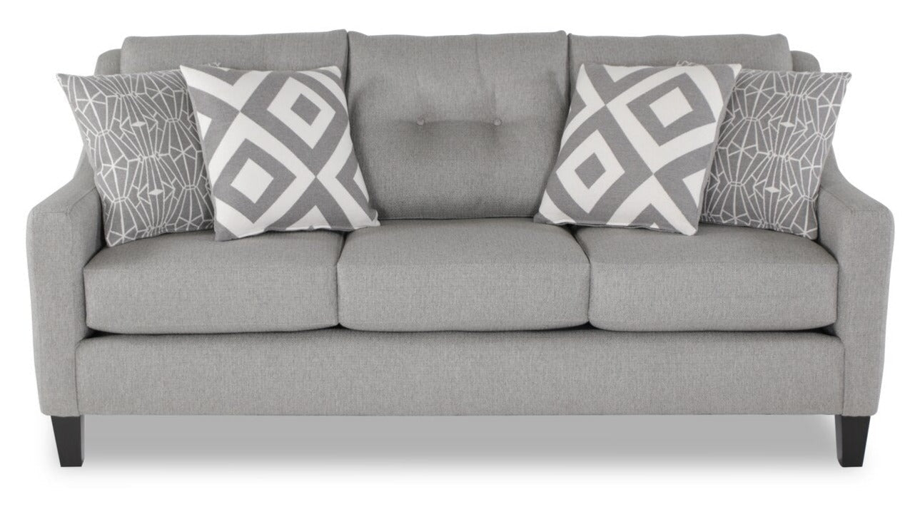 Made in Canada Cindy Crawford Home Kylie 78" Linen-Look Sofa with Wood Legs - Zeus Grey | Sofa Kylie de Cindy Crawford Home de 78 po fabriqué au Canada en tissu d’apparence lin avec pattes en bois - gris Zeus