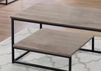 Jules 42.25" Modern 3-Pack Coffee + 2 End Tables with Shelf - Dark Taupe with Black Metal Frame|Ensemble 3 tables modernes Jules de 42,25 po (table à café et 2 tables de bout) avec tablette - taupe foncée avec armature en métal noir