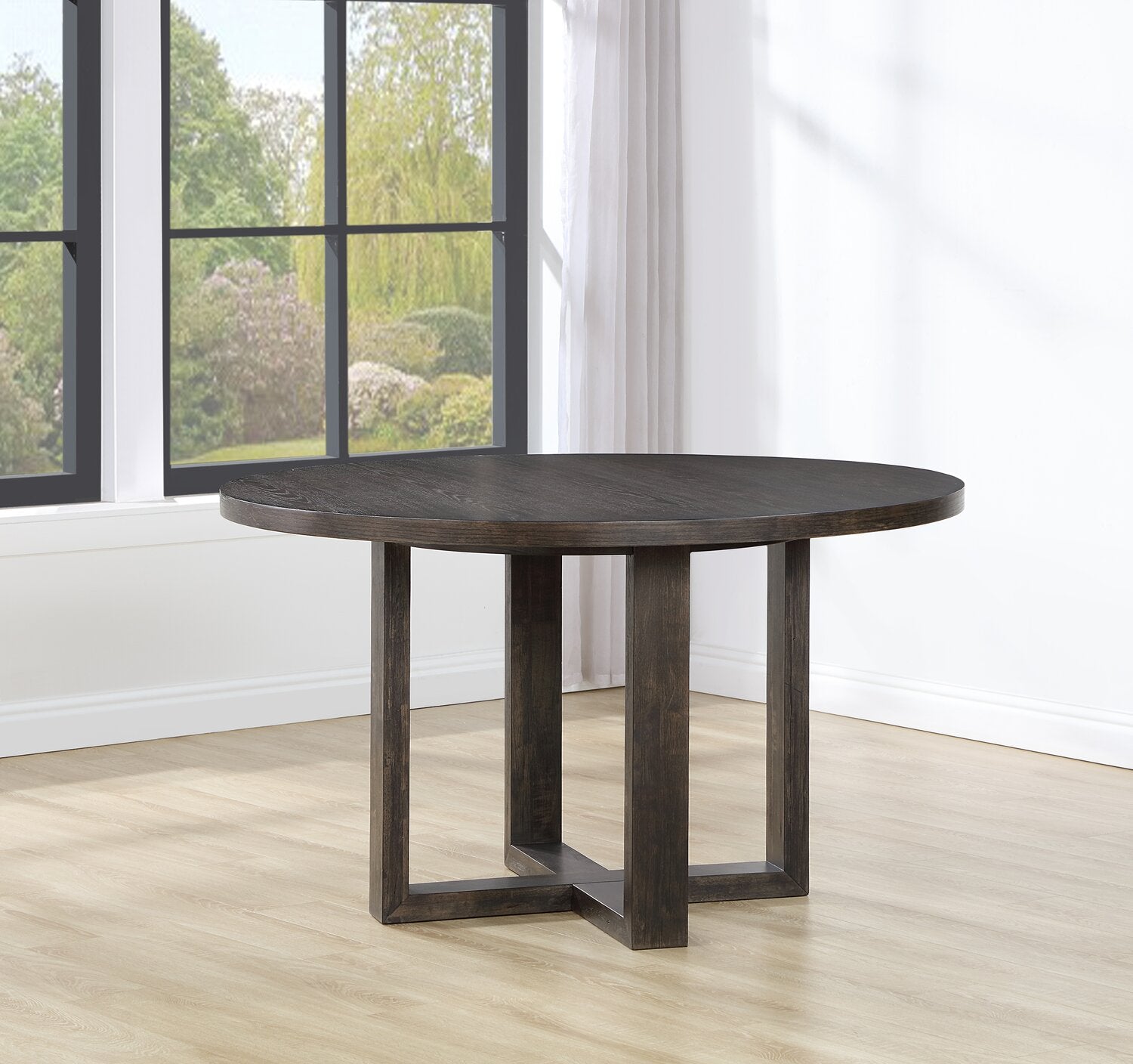 Zelda Dining Table with Pedestal Base, 52"W Round  - Espresso Brown | Table de salle à manger ronde Zelda de 52 po (L) avec base piédestal - brun espresso