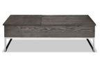 Echo 47.25" Modern Lift Top Coffee Table with Storage - Brown with Silver Metal Legs|Table à café moderne Echo de 47,25 po avec dessus relevable et rangement - brune avec pattes en métal argenté