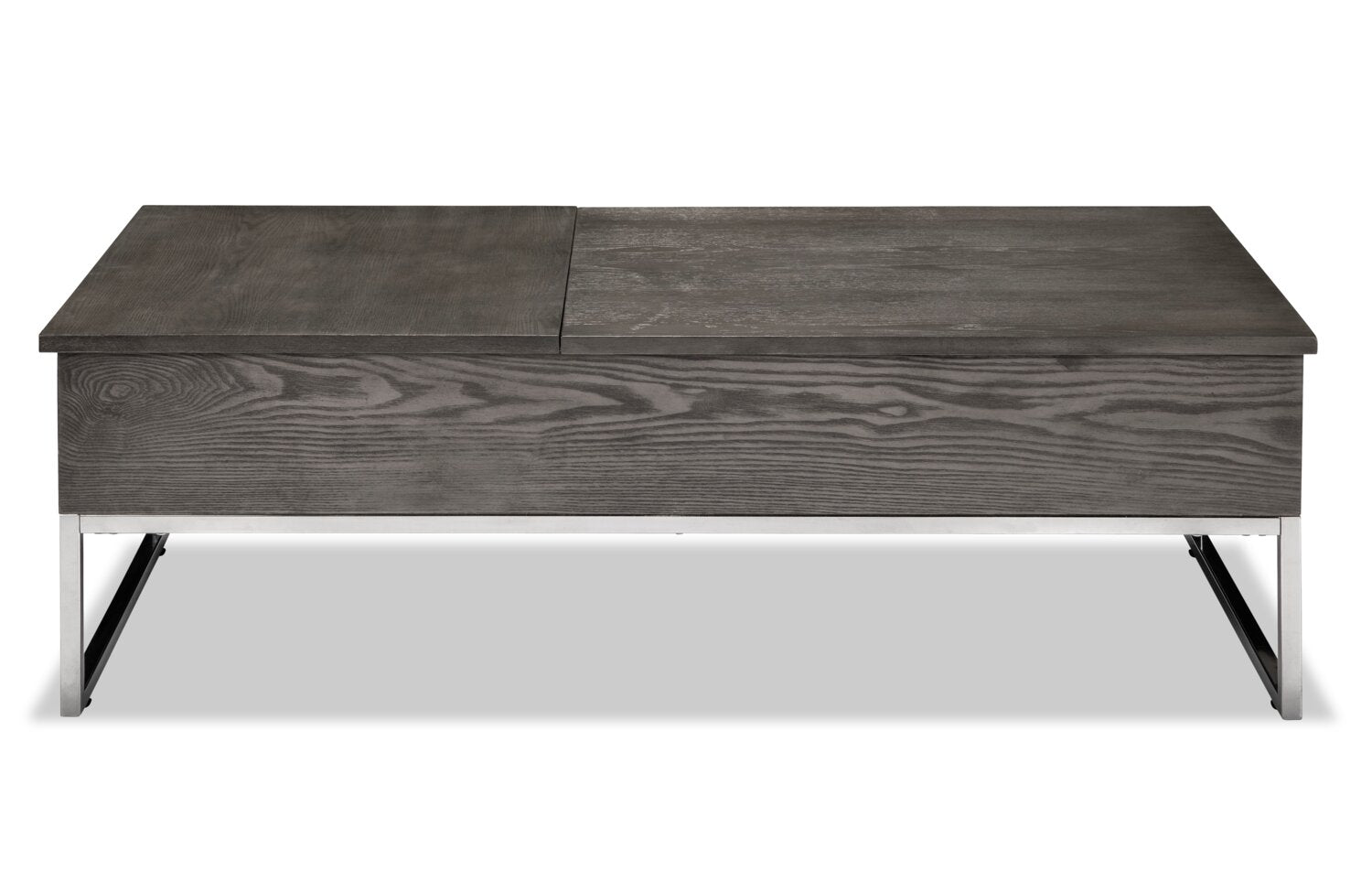 Echo 47.25" Modern Lift Top Coffee Table with Storage - Brown with Silver Metal Legs|Table à café moderne Echo de 47,25 po avec dessus relevable et rangement - brune avec pattes en métal argenté