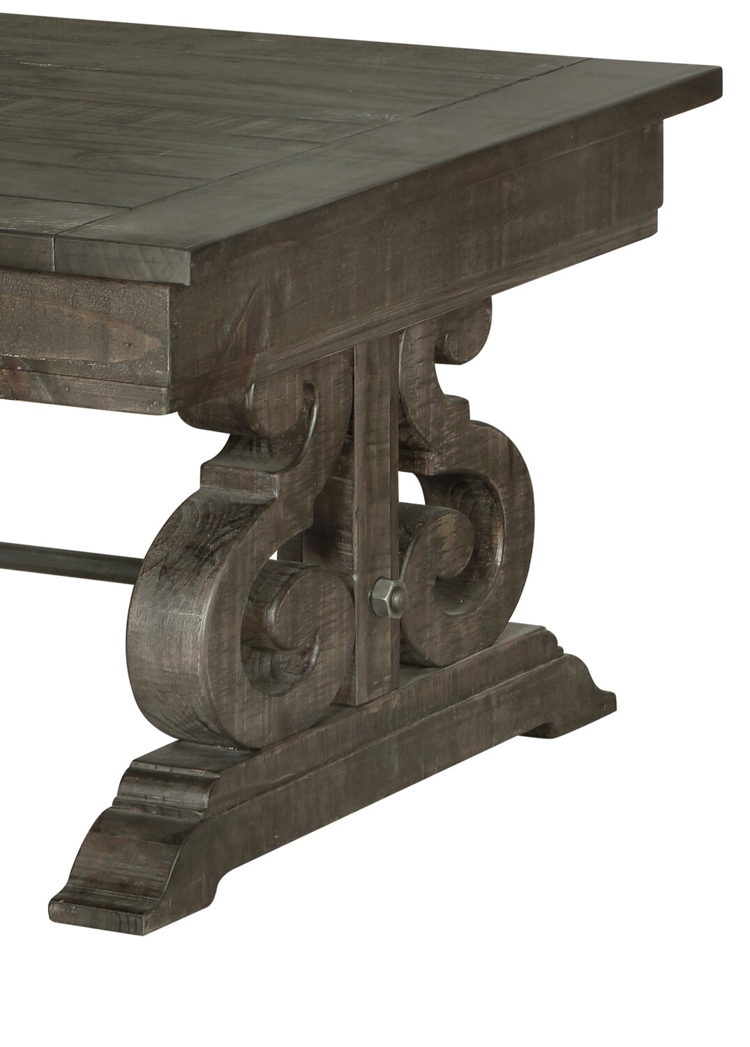 Bellamy 50" Traditional Coffee Table with Storage - Dark Brown Pine with Scroll Design Wood Base|Table à café traditionnelle Bellamy de 50 po avec rangement - pin brun foncé avec base en bois à volutes