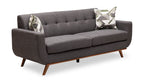 Kort & Co. Freeman 80” Linen-Look Fabric Condo Size Sofa with Wood Legs - Charcoal Grey | Sofa Freeman de Kort & Co. de 80 po de format condo en tissu d’apparence lin avec base et pattes en bois - gris anthracite