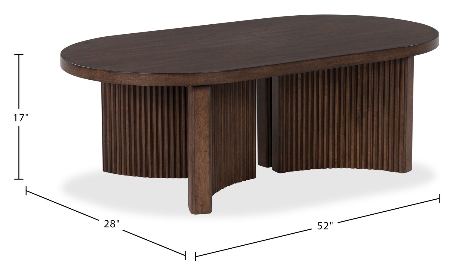 Barlow 52” Solid Wood Mid-Century Modern Coffee Table - Brown | Table à café Barlow de 52 po de style moderne du milieu du 20e siècle en bois massif - brune