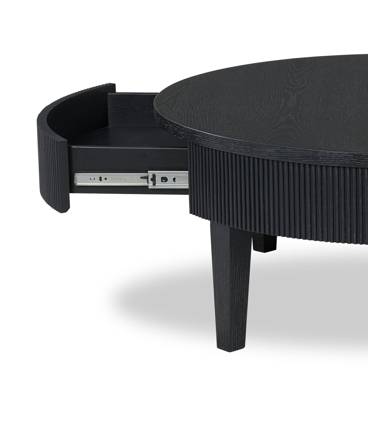 Sanford 42” Contemporary Round Solid Wood Coffee Table with Storage - Black | Table à café ronde contemporaine Sanford de 42 po en bois massif avec rangement - noire
