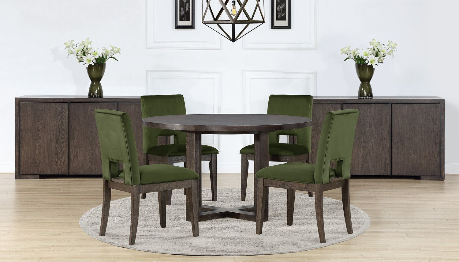 Zelda Dining Table with Pedestal Base, 52"W Round  - Espresso Brown | Table de salle à manger ronde Zelda de 52 po (L) avec base piédestal - brun espresso