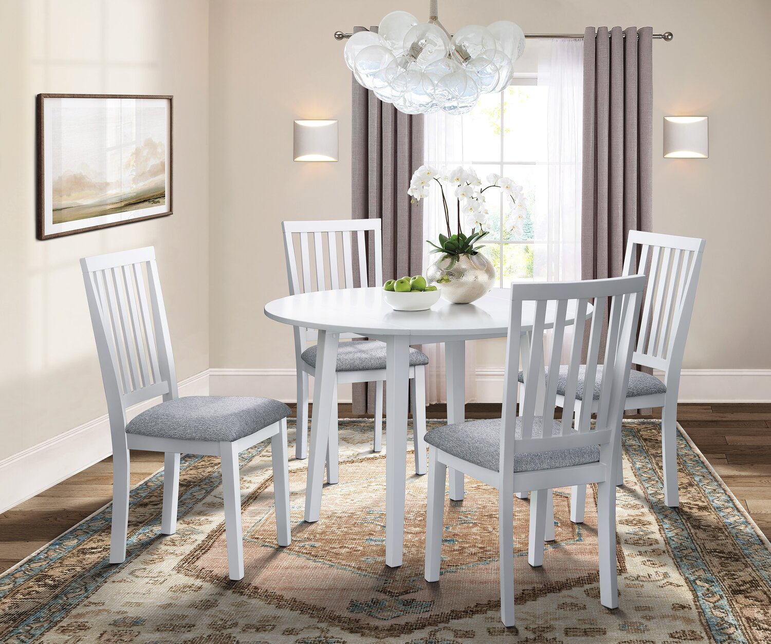 Bryn Drop-Leaf Dining Table, 42" Round - White | Table de salle à manger ronde Bryn de 42 po avec abattant - blanche