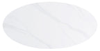 Kort & Co. Nico 51" Modern Oval Coffee Table - White Sinetered Stone with Dark Grey Metal Legs|Table à café ovale moderne Nico de Kort & Co. de 51 po - pierre frittée blanche avec pattes en métal gris foncé