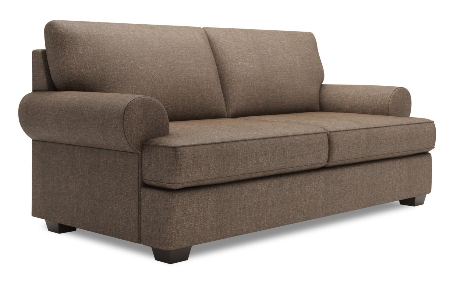 Made in Canada Customizable Sofa Lab Roll 76" Linen-Look Fabric Condo Size Sofa with Rolled Arms - Luna Praline Brown | Sofa Roll de Sofa Lab de 76 po de format condo fabriqué au Canada en tissu d’apparence lin - brun Luna Praline | RO092591