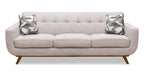 Kort & Co. Freeman 88" Linen-Look Fabric Sofa with Wood Base and Tufted Back Cushions - Dove White | Sofa Freeman Kort & Co. de 88 po en tissu d’apparence lin avec pattes en bois et coussins de dossier capitonnés - blanc colombe