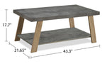Kelly 43.3" Modern Coffee Table with Shelf - Grey Stone Top with Light Wood Legs|Table à café moderne Kelly de 43,3 po avec tablette - dessus en pierre grise avec pattes en bois clair
