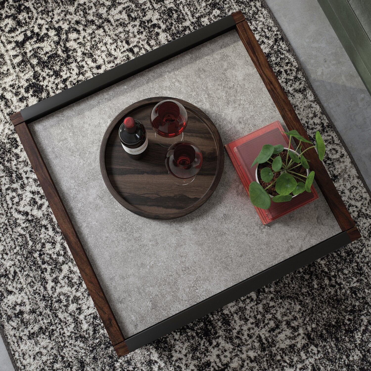 Benson 31” Modern Coffee Table with Storage - Dark Brown and Grey | Table à café moderne Benson de 31 po avec rangement - brun foncé et grise
